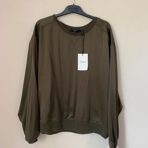 THEORY NEW WITH TAG SATIN GREEN SWEATER (large)